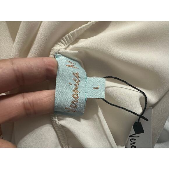 Veronica M Cupro Surplice Top Ivory Size L - Picture 5 of 8